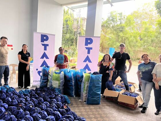 Cebu — relief goods staged for distribution after Typhoon Tino